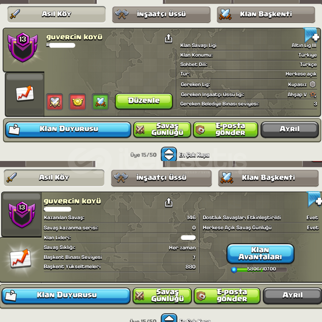 13 lvl klan başkent 7 lvl  13 lvl klan başkent 7 lvl