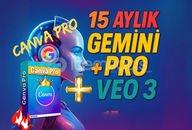 15 Ay Gemini PRO Veo 3 + Canva PRO Öğrenci 