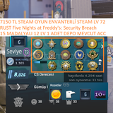 15 MADALYALI 12 LV 72 LV STEAM RUST 7150 TL STE