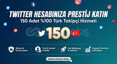 150 Adet %100 Türk Takipçi Hizmeti