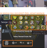 16 MADALYALI 13 LV 20 DİGİT MAİNLİK HESAP STEAM