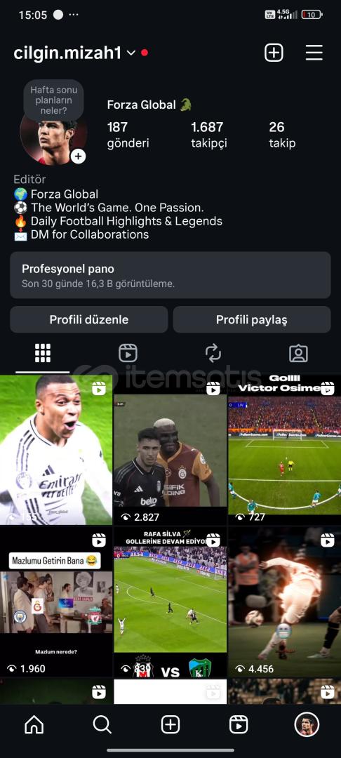 1600 takipcili futbol hesabıı