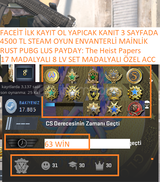 17 MADALYALI 8 LV SET MADALYA RUST PUBG PLUS 45