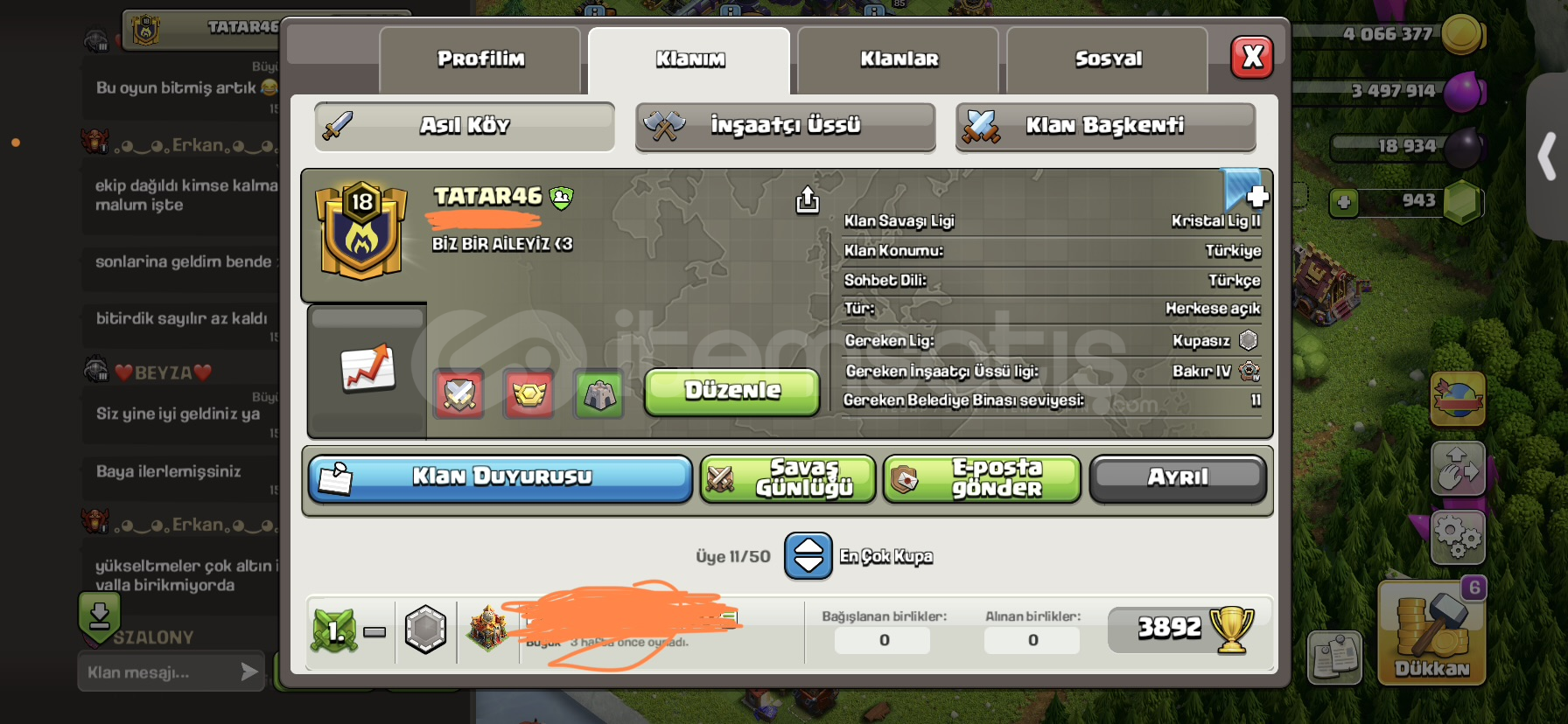 18⚡️SEVİYE ‘TATARLAR46’ KLAN ⭐️ 18⚡️SEVİYE ‘TATARLAR46’ KLAN ⭐️