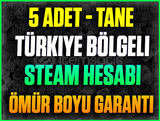 5x Turkey Region/Bölgeli Steam Account!