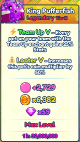 1x Shiny King Pufferfish | TEAM UP V | BGS INF