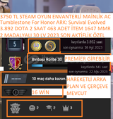 2 MADALYALI 30 LV 3892 SAATLİ DOTA 2 Tumbleston