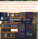 2 MADALYALI 33 LV 775 TL CS GO ENVANTERLİ TR HE