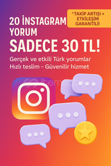 20 Instagram Yorumu Sadece 30 TL!
