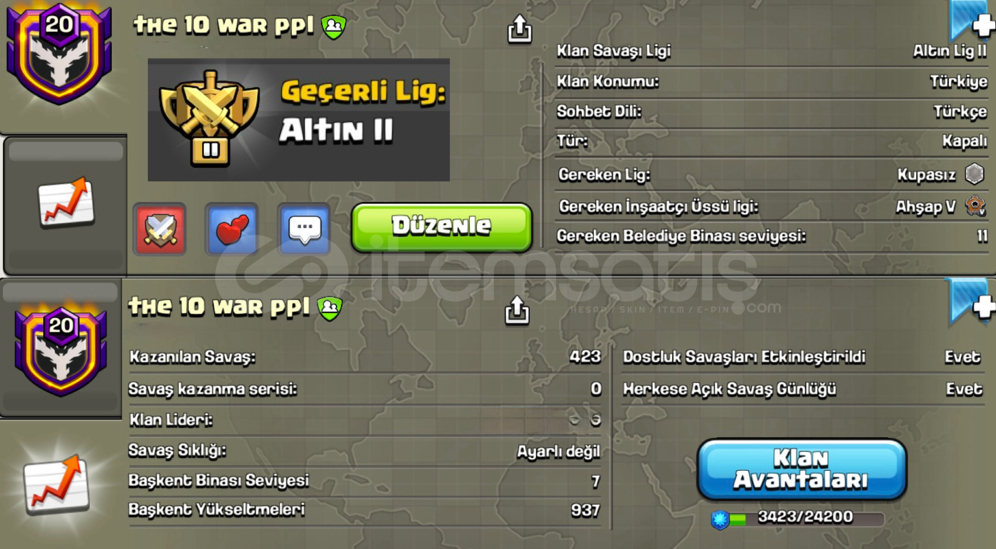 20 SEVİYE THE 10 WAR PPL 20 SEVİYE THE 10 WAR PPL