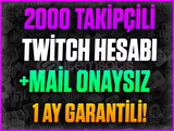 ⭐️2000 TAKİPÇİLİ TWİTCH HESAP❤️1 AY GARANTİ❤️