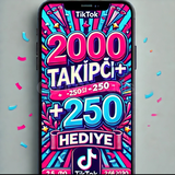 2000 Tiktok Takipçi - +250 Hediye -GARANTİLİ