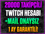 ⭐️20000 TAKİPÇİLİ TWİTCH HESAP❤️1 AY GARANTİ❤️