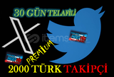 2000ADET PREMİUM TÜRK TAKİPÇİ (30 GÜN TELAFİLİ)