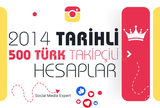 2014 Tarihli 500 Türk Takipçili Hesaplar
