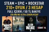 210+ Oyun + steam + epic + GTA 5 Online Full