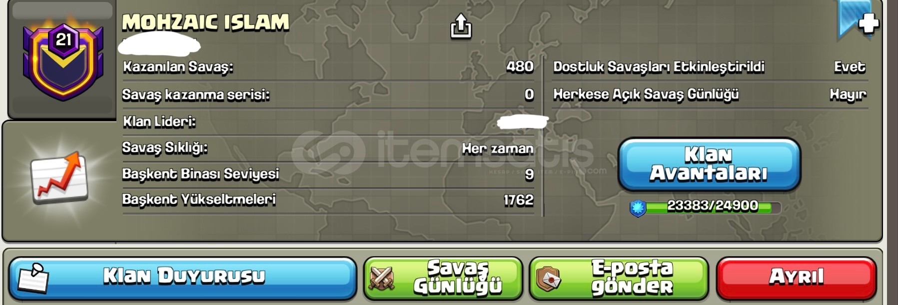 22 SEVİYE EFSANE KLANIM  22 SEVİYE EFSANE KLANIM