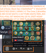 23 MADALYALI 27 LV 1900 TL CS GO ENVANTERLİ DAY