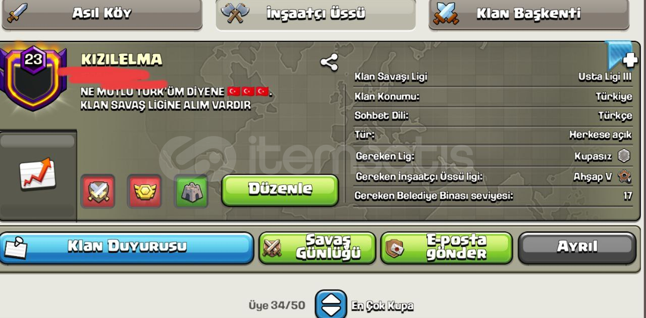23 seviye klan isim( Kızılelma ) 23 seviye klan isim( Kızılelma )