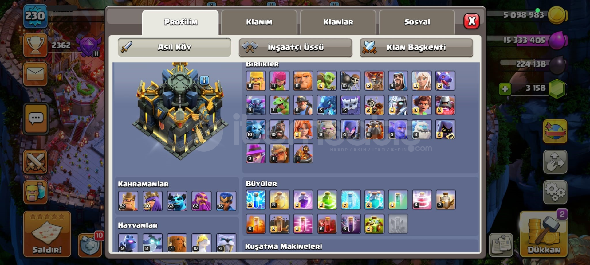 230 Level Th17 Hesabım Satılık 230 Level Th17 Hesabım Satılık