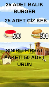 25 ADET ÇİZ KEK 25 ADET BALIK BURGER