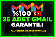 ⭐️ 25 Adet Türk Gmail ⭐️ YÜKSEK KALİTE⭐️