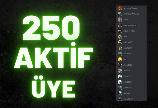 250 ADET 7/24 AKTİF ÜYE 250 ADET 7/24 AKTİF ÜYE
