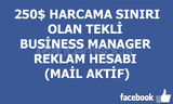 250$ HARCAMA SINIRLI TEKLİ REKLAM HESAPLARI