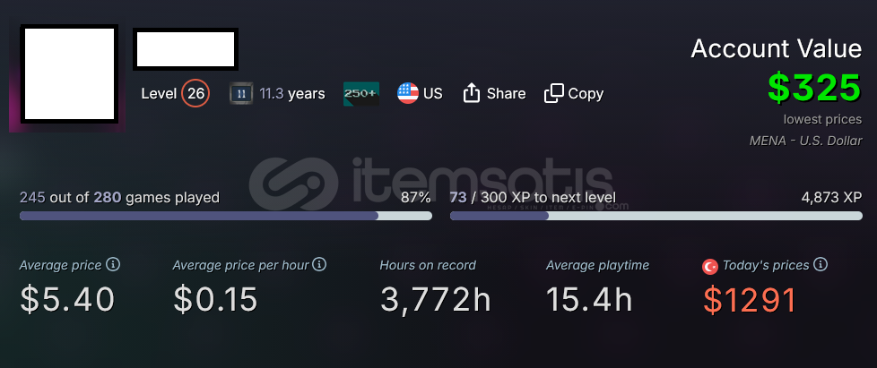 250+ indie oyunlu steam hesabı. 11 yıllık. 250+ indie oyunlu steam hesabı. 11 yıllık.
