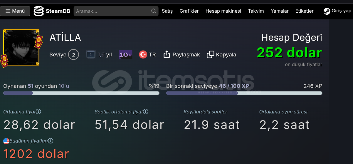 252$değerinde kişisel her şeyi değişen hesap 252$değerinde kişisel her şeyi değişen hesap