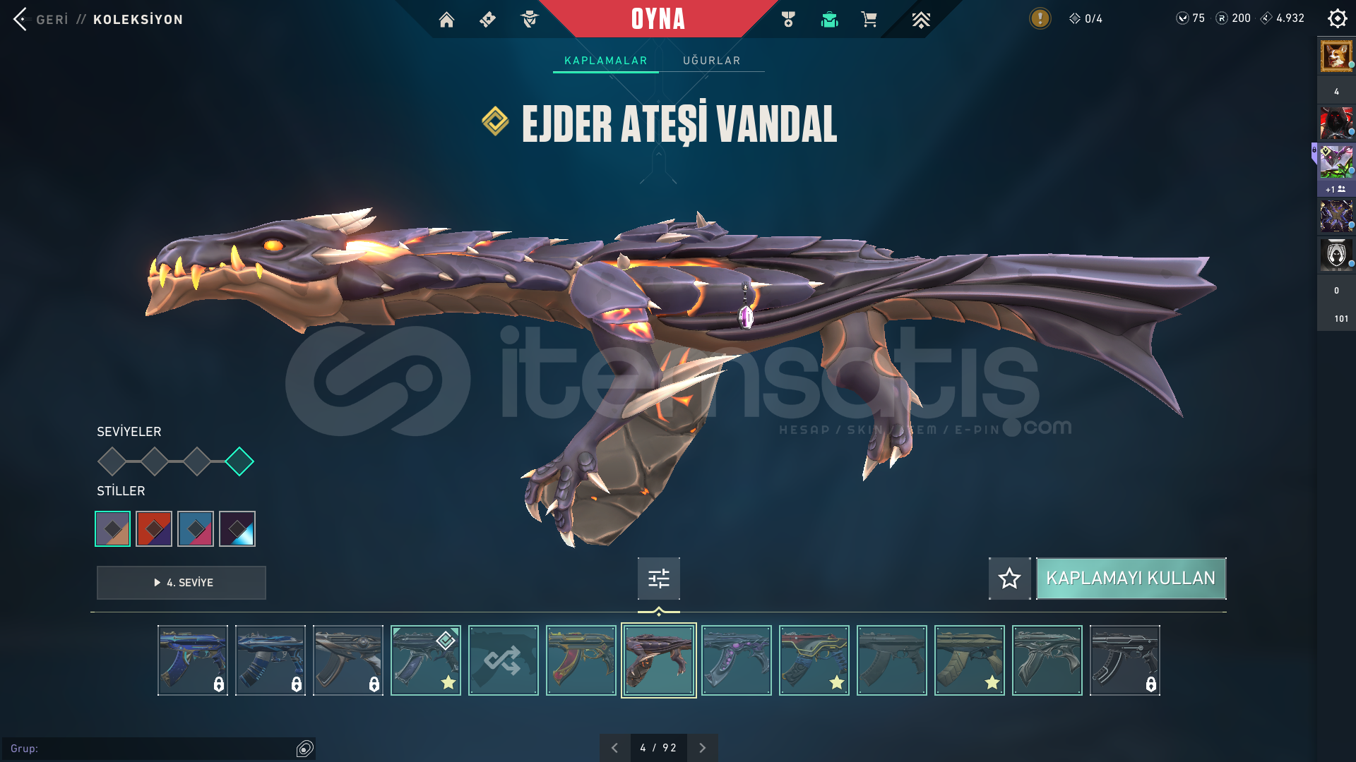 279 SEVİYE DOLU DOLU EJDER VANDAL VE FAZLASI 279 SEVİYE DOLU DOLU EJDER VANDAL VE FAZLASI