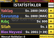 2800lvl godhuman stat rest bulunan hesap