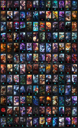 297 lvl, Plat 4, EUW, Full champ + 144 kostüm 