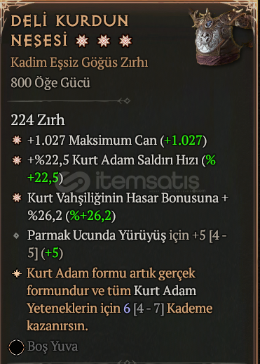 3/4GA Kurt yeteneklerini bufflayan Zırh  3/4GA Kurt yeteneklerini bufflayan Zırh