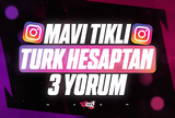 ⭐[3 ADET] Instagram Mavi Tikli Türk Yorum