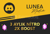 3 AYLIK 2X BOOSTLU DİSCORD NİTRO KODD