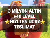 3 MİLYON ALTIN +40 LEVEL ANINDA TESLİM