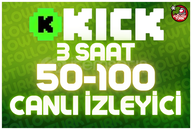 ⭐ 3 Saat 50-100 Kick Canlı İzleyici ⭐