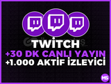 30 Dakika Twitch 1.000 Canlı Yayın İzleyicisi