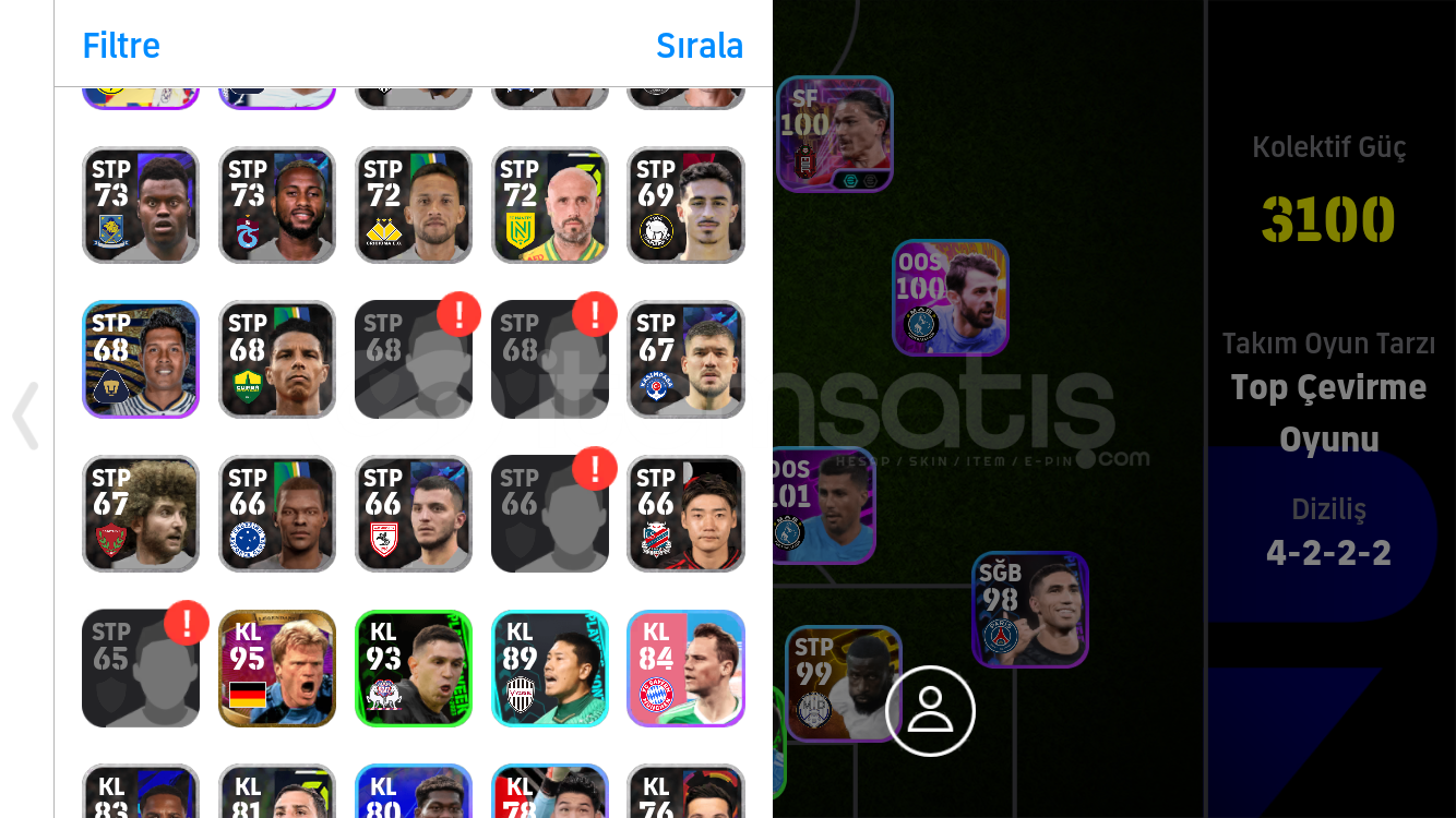3100 Güç Efootbol Mobil hesab 3100 Güç Efootbol Mobil hesab