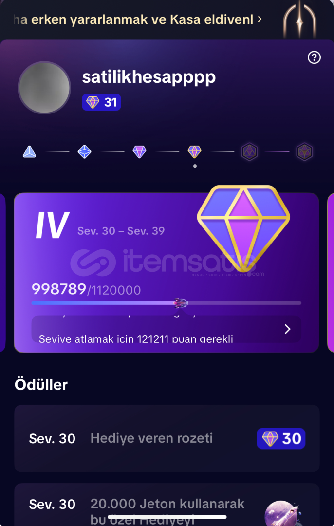 31 seviye yargıç hesabı satılır. 31 seviye yargıç hesabı satılır.