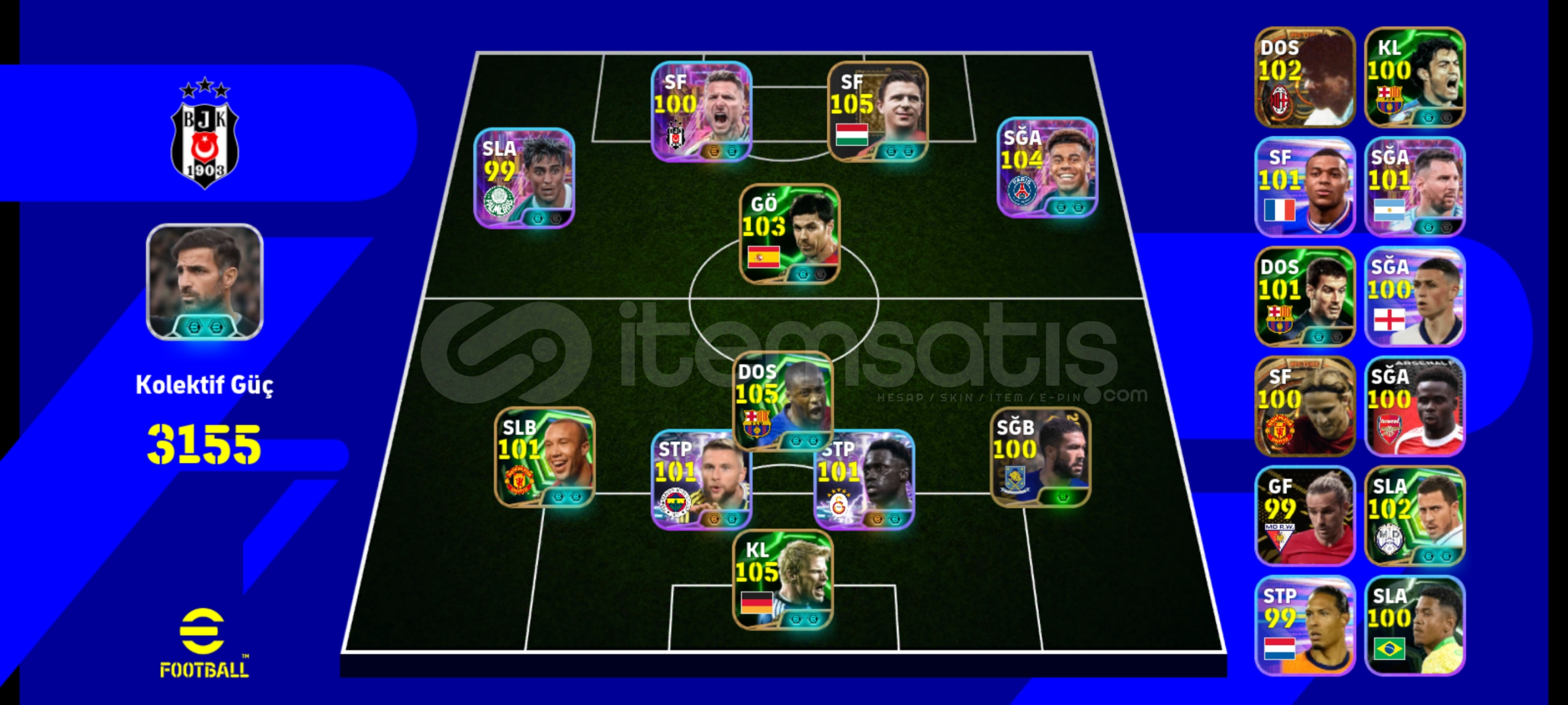 3155 KG 105 PUSKAS 105 TOURE 104 DOUE UCUZA  3155 KG 105 PUSKAS 105 TOURE 104 DOUE UCUZA