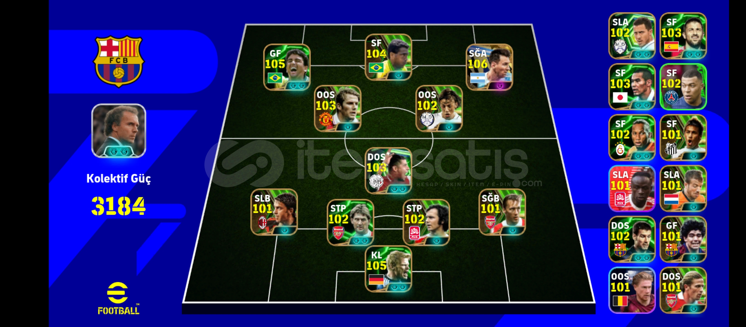 ⭐️3190 KG⭐️ 106 MESSİ 105 KAHN 103 BECHKAM ⭐️3190 KG⭐️ 106 MESSİ 105 KAHN 103 BECHKAM