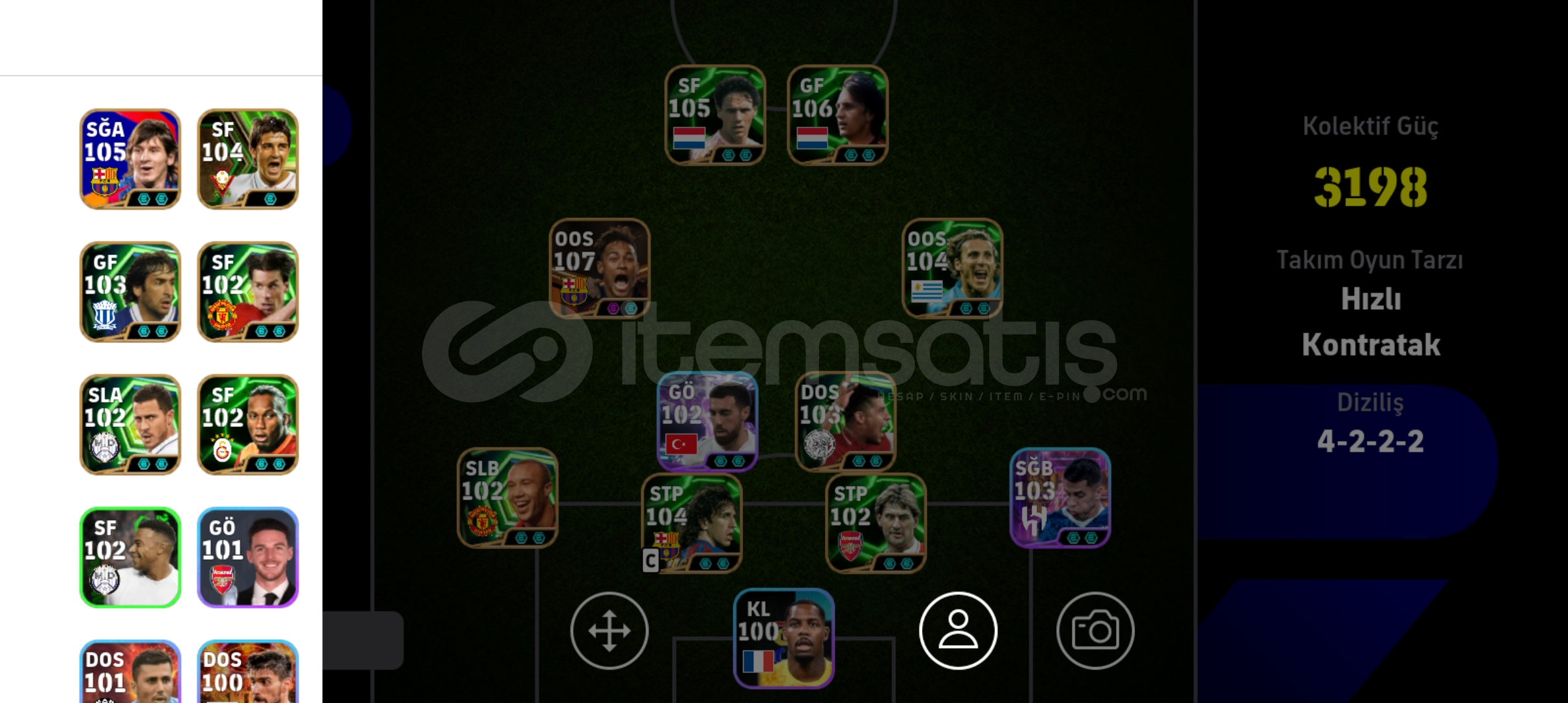 3198 hesap 107 neymar 106 cruyff 106 vanbasten