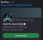 3.1k - 100 Sabit Online Üyeli Sunucu Satılık