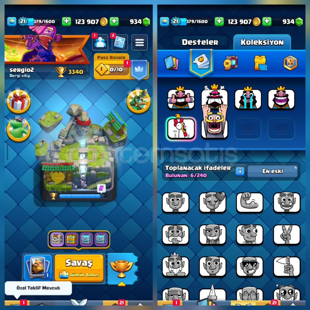 3340Kupa 68Kart 6İfade 1Kule İsimHakkı 934Elmas 3340Kupa 68Kart 6İfade 1Kule İsimHakkı 934Elmas