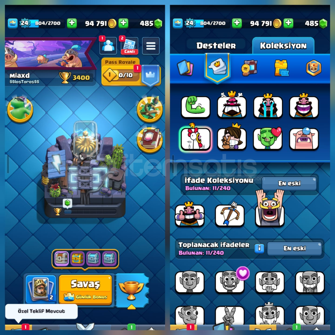 3400Kupa 69Kart 11İfade 1Kule İsimHakkı 3400Kupa 69Kart 11İfade 1Kule İsimHakkı