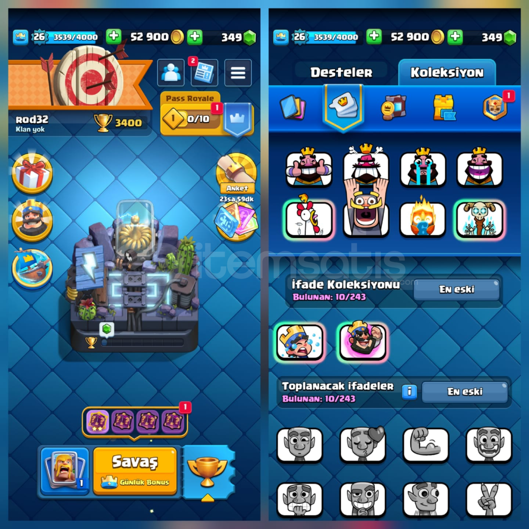 3400Kupa 75Kart 10İfade 1Kule İsimHakkı 3400Kupa 75Kart 10İfade 1Kule İsimHakkı