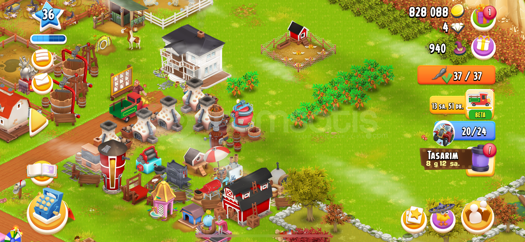 36 sevıye Hayday 830 coın  36 sevıye Hayday 830 coın