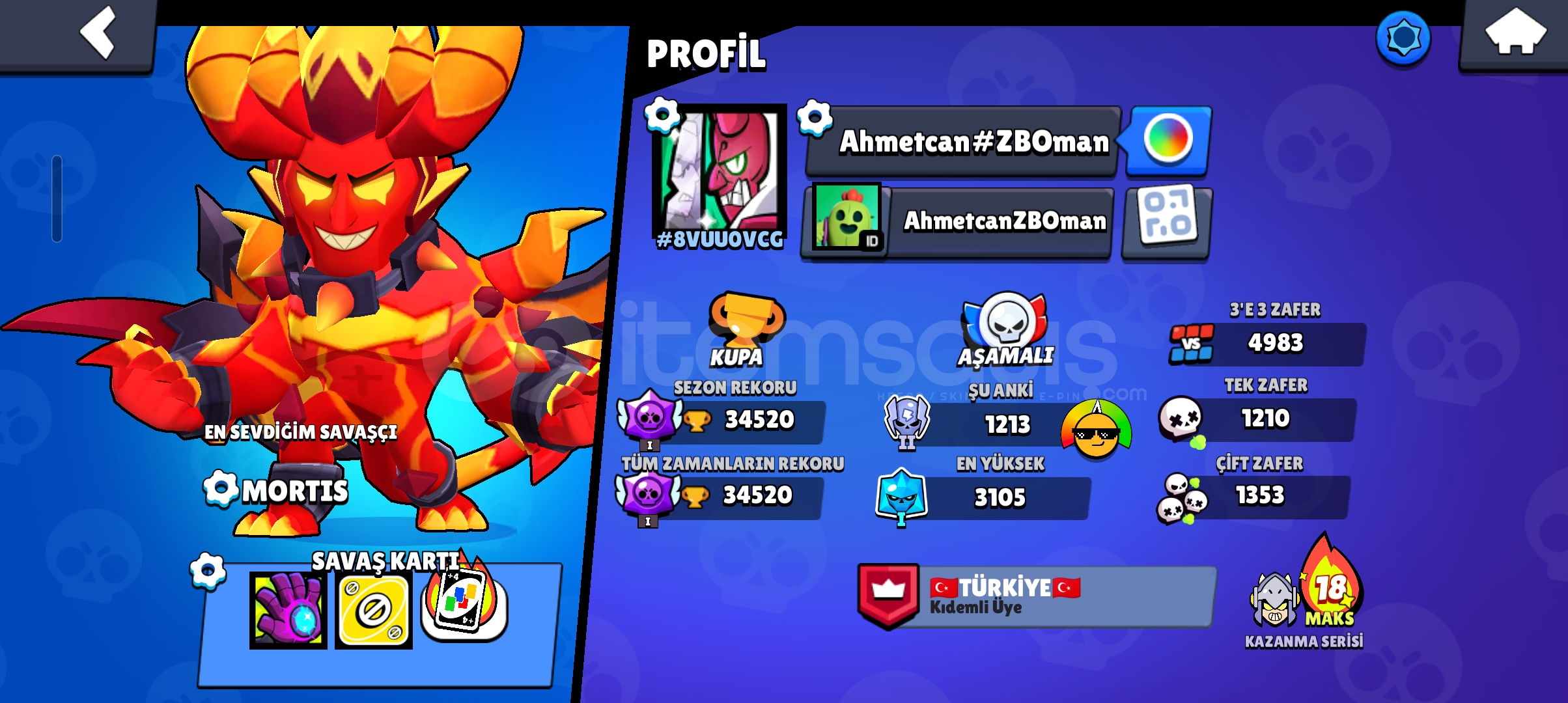 4-5 yıllık bs hesabı 34.5k 130+skin 88 karakter 4-5 yıllık bs hesabı 34.5k 130+skin 88 karakter
